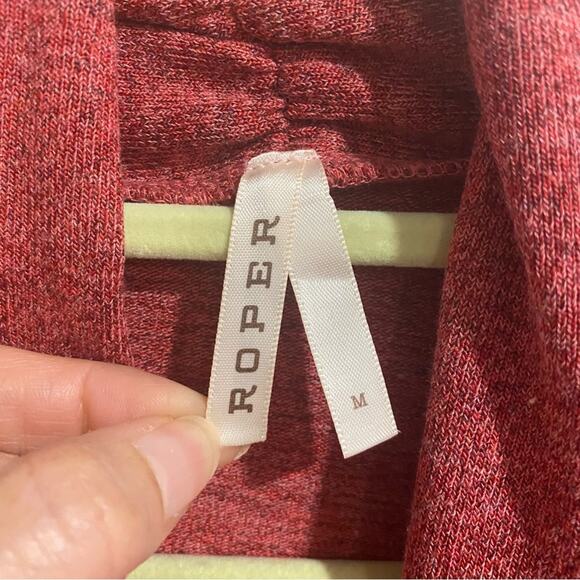 Roper Dust Red Embroidered Open Front Cardigan Sz M - Picture 4 of 10